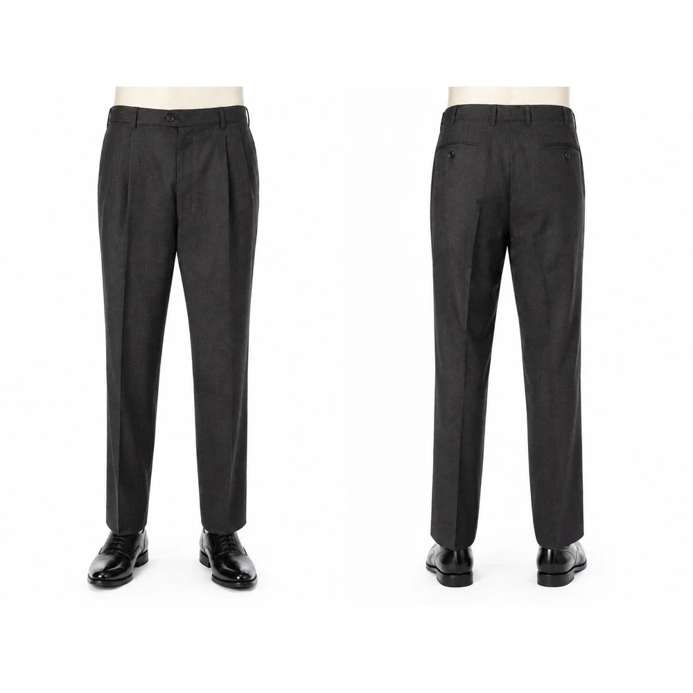 Gary Peters Pleated Dress Pants Mens 40 Charcoal Grey Pure New Wool Trousers